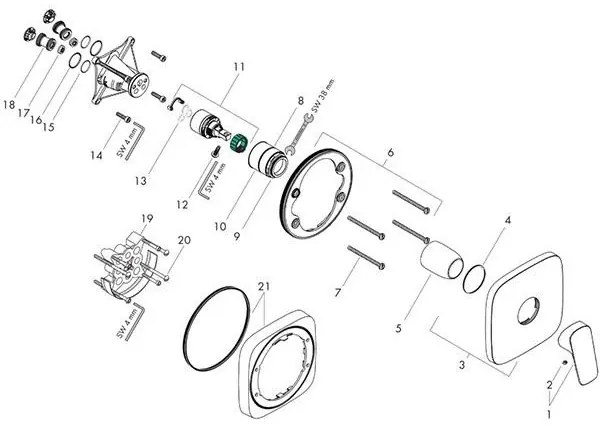 Set Baterie dus, Hansgrohe, Logis, Crom