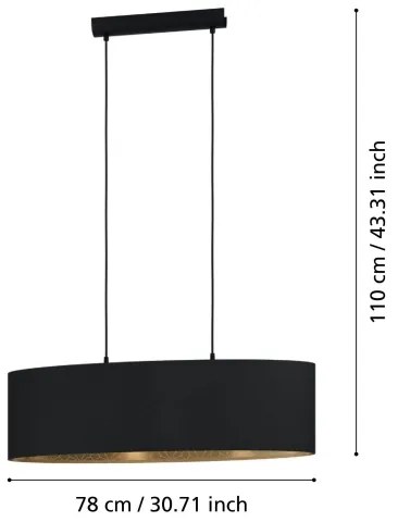 Lustră pe cablu ZARAGOZA 2xE27/40W/230V Eglo 900147