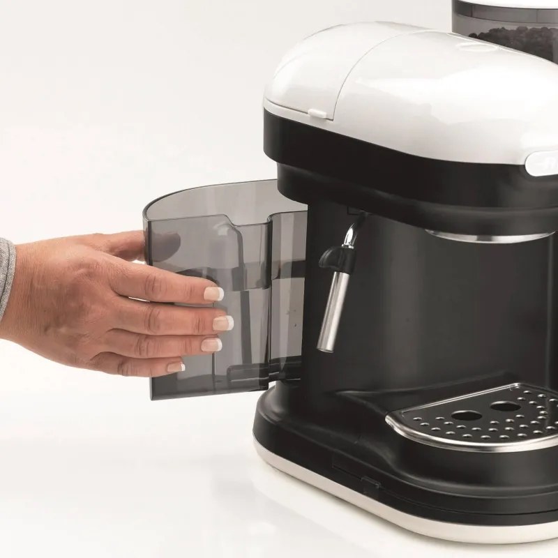Espressor manual Ariete ESPRESSO MODERNA 1318/01, 1080W, 15 bar, 0.8 L, Rasnita încorporata, Spumare lapte, Alb/Negru