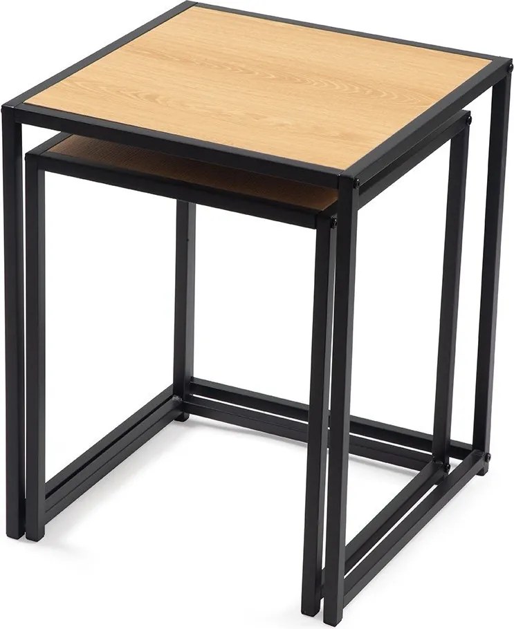 Măsuțe auxiliare 2 buc. cu aspect de lemn de stejar 38x38 cm Noah – Bonami Essentials