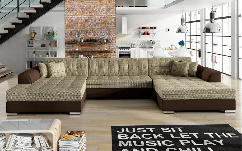 Colțar lemn masiv extensibil Vento Personalizabil, 359 × 165 × 87 cm - Soft 17 - piele alba