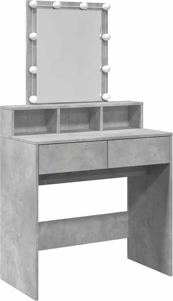 vidaXL Masă de toaletă cu LED, gri beton, 80x41x144,5 cm
