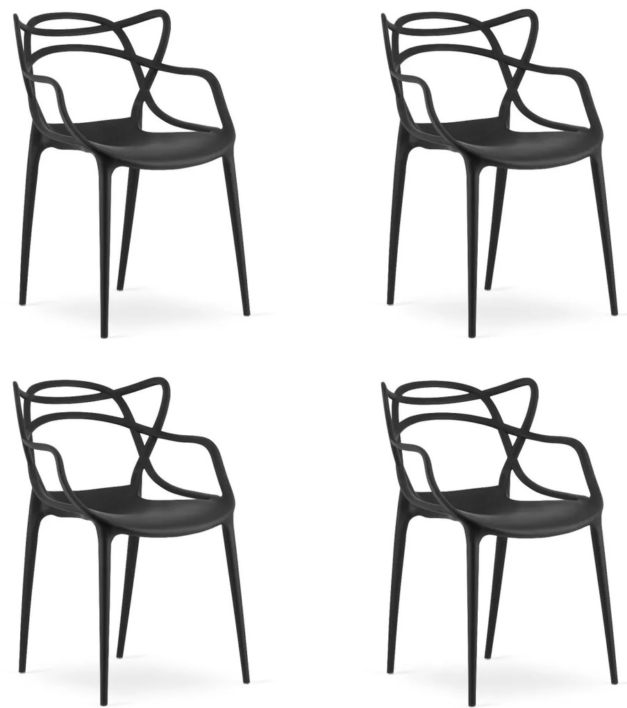 Set 4 bucati scaune din plastic KATO negre