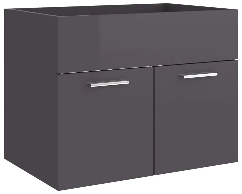 804655 vidaXL Dulap de chiuvetă, gri extralucios, 60x38,5x46 cm, PAL