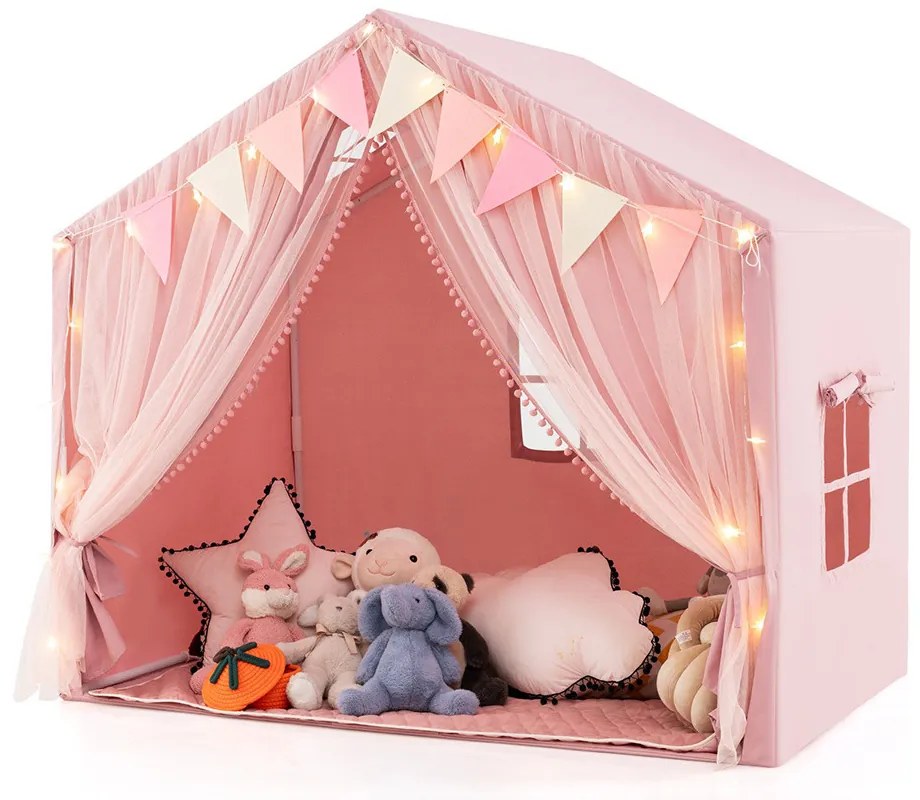 Cort de joacă cu luminițe stelare, roz