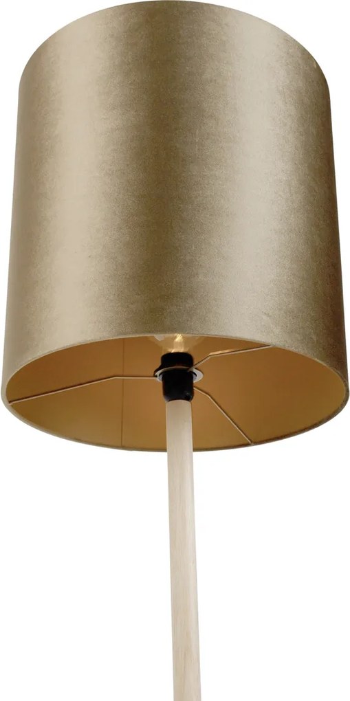 Lampă de podea din lemn cu abajur de catifea bronzată 40cm - Mels
