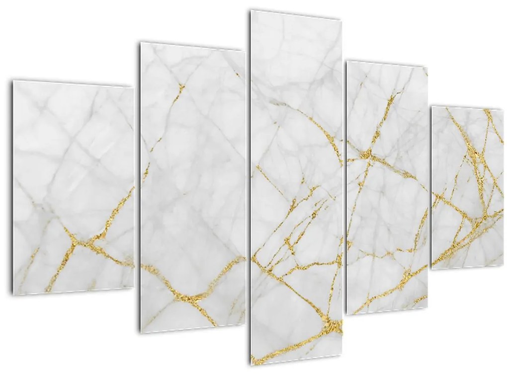 Tablou - Marmură alb- auriu (150x105 cm)