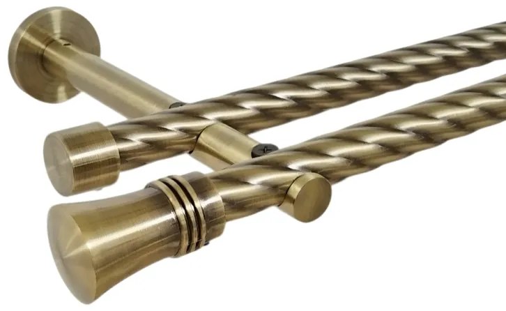 Galerie dubla twist picior universal fara inele prindere perete capri 19/19 mm aur antic (Alege marime: 320 cm)