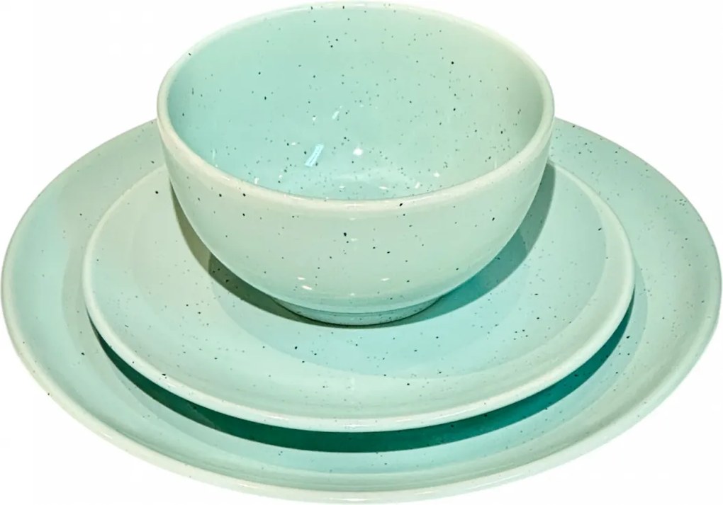 Set Farfurii 3 piese Mineral Aquamarine ( 1 Farfurie 26cm, 1 Farfurie 20cm, 1 Bol 480ml)