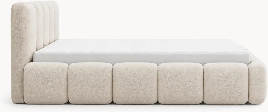 Pat tapițat cu ladă de depozitare Tesia 180x200 - bouclé bej Quelle 03
