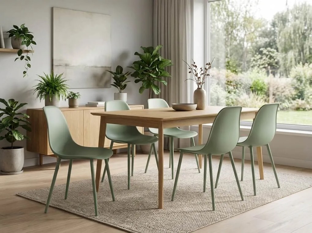 Set de 4 scaune din plastic OSAKA, verde deschis