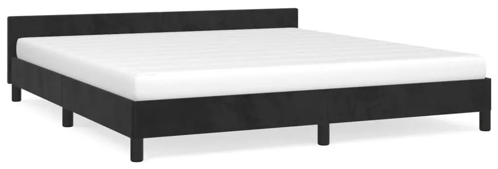 Cadru de pat cu tablie, negru, 160x200 cm, catifea Negru, 160 x 200 cm