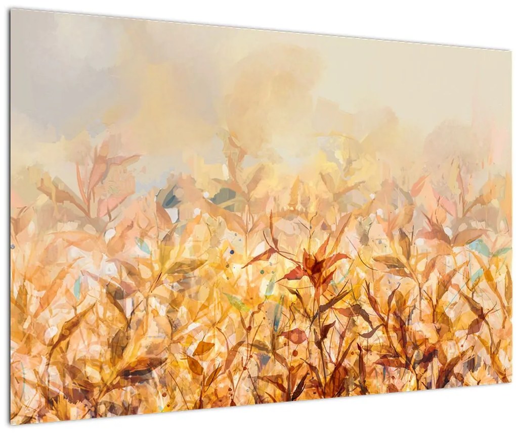 Tablou - Frunze în culori de toamnă, pictură în ulei (90x60 cm)