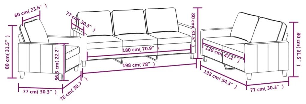 Set canapea cu perne, 3 piese, rosu vin, material textil