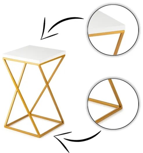 Suport pentru flori LOFT 40x24 cm auriu/alb