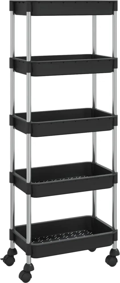 vidaXL Cărucior de bucătărie 5 niveluri negru 42x29x128 cm fier și ABS