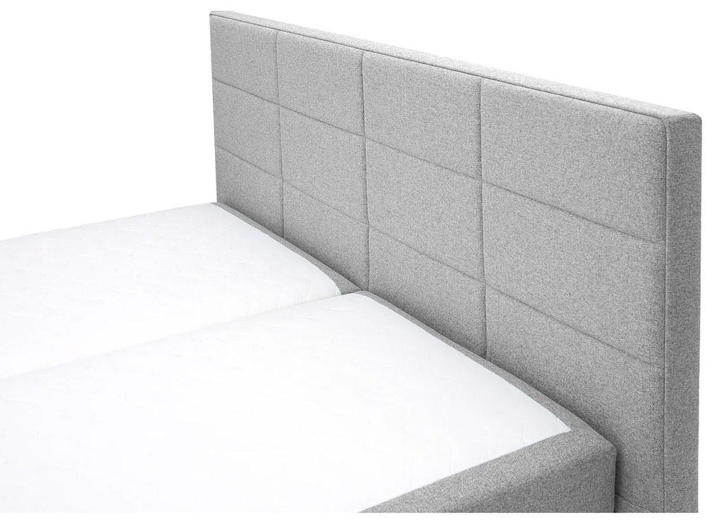Pat matrimonial Boxspring 180 cm Revenant (gri deschis) (cu somieră și saltea) (cu sp. depozitare). 1098563