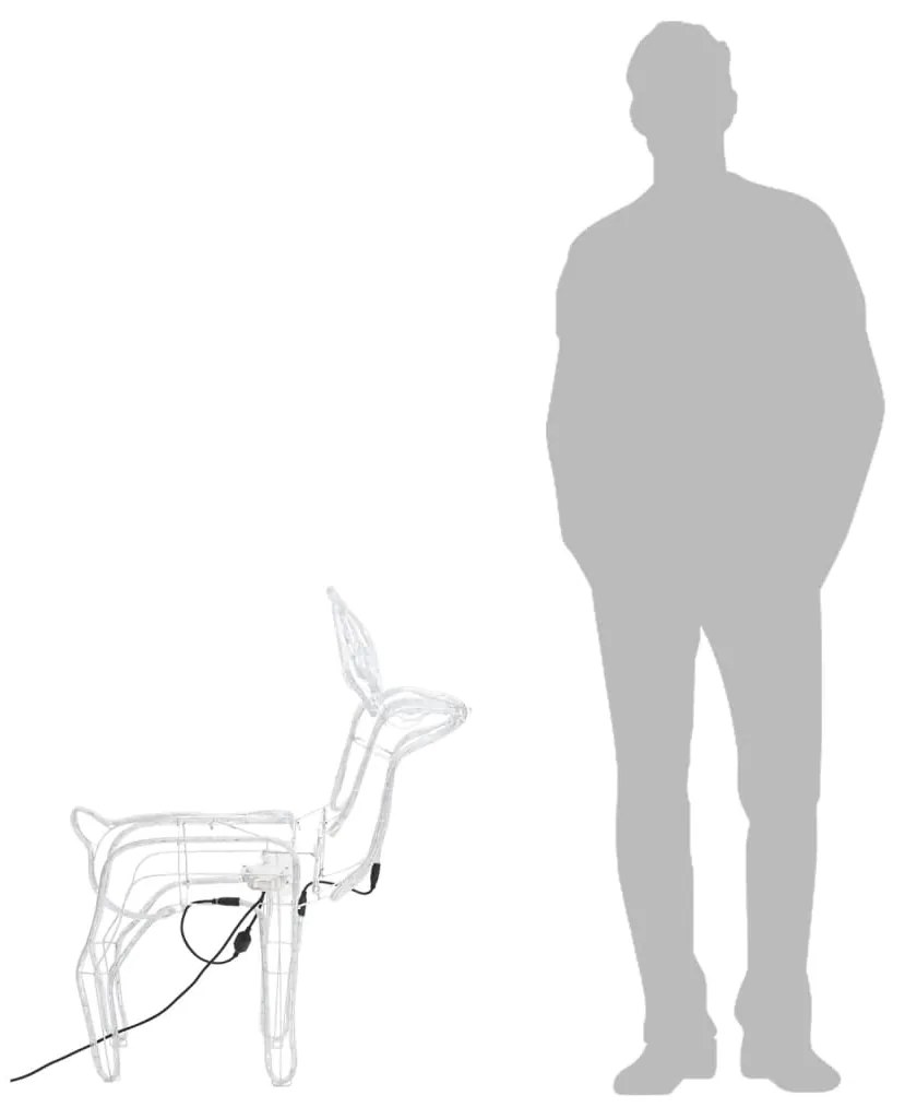 Figurine ren de Craciun cu cap mobil, 2 buc., alb cald 2