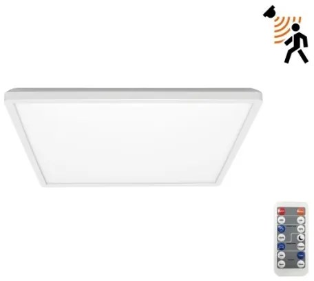 Plafonieră LED cu senzor pentru baie NIVERA LED/12W/230V IP54 22,5x22,5 cm alb + telecomandă