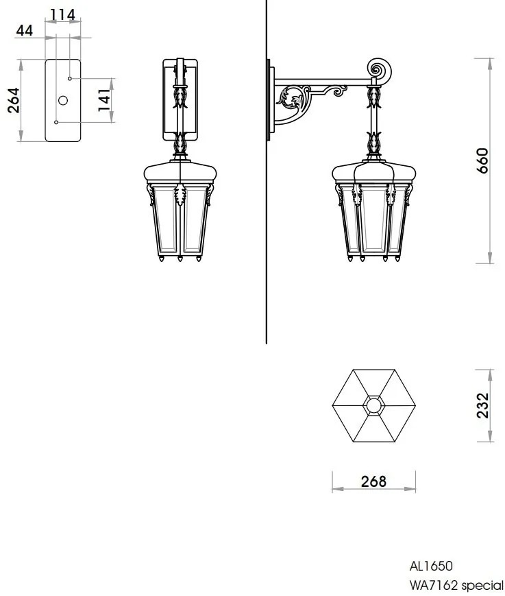 Aplica iluminat exterior din fier forjat WL 3607
