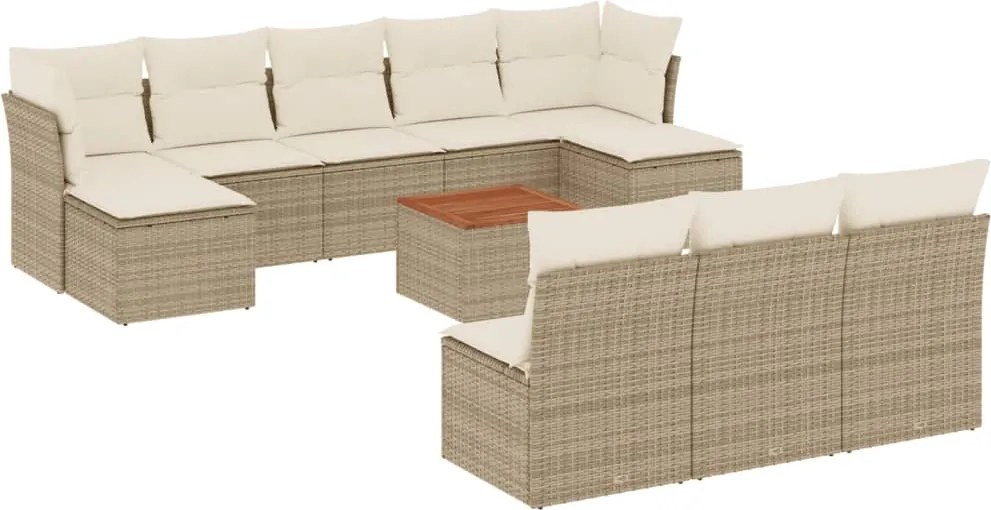 vidaXL Set canapele de grădină cu perne, 11 piese, bej, poliratan
