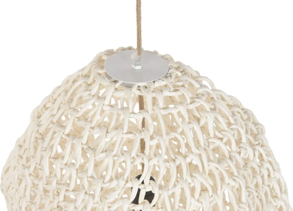 Lustră suspendată din fibre naturale împletite, natur, 80 x 40 cm, „Conches”