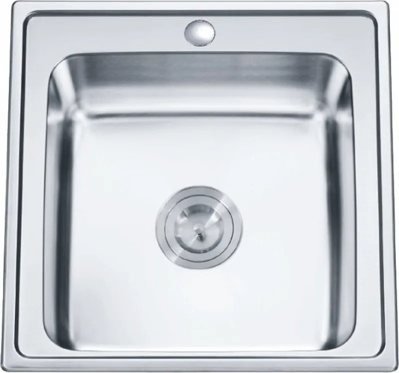Chiuveta inox Inter Ceramic Tampico cu o cuva fara picurator finisaj inox satinat 50x50 cm