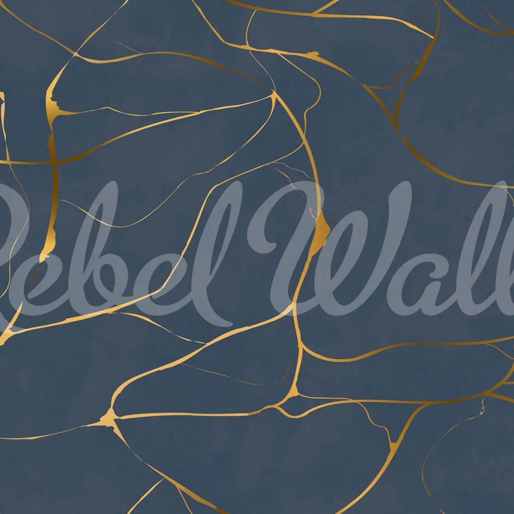 Fototapet, Gold Swirl, Dark Blue, Rebel Walls