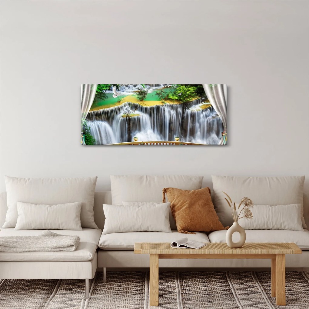 Tablou - Privire la cascade magice (120x50 cm)