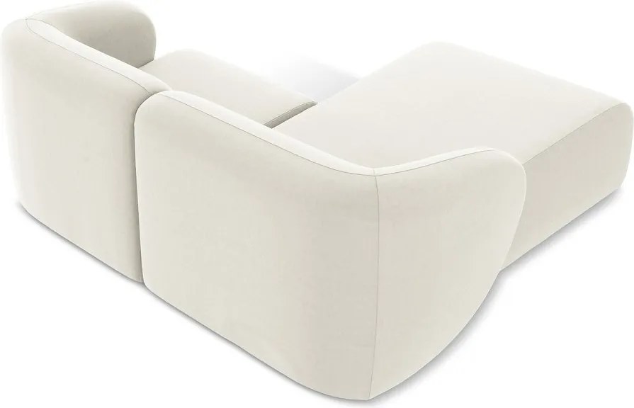 Colțar bej cu tapițerie din catifea (cu colț pe partea stângă/cu șezlong) Lani – Makamii