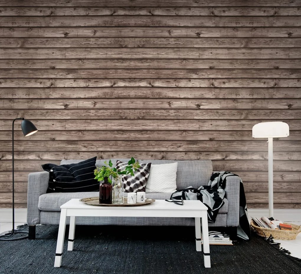 Tapet Horizontal Boards, Brown, Rebel Walls