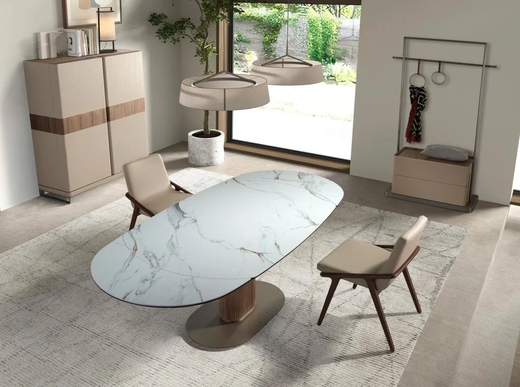 Bufet, Bar design LUX furnir de nuc si piele High sideboard