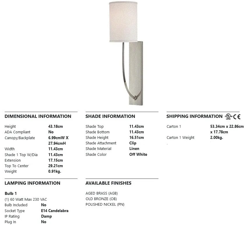 Aplica de perete design minimalist COLTON nichel lustruit