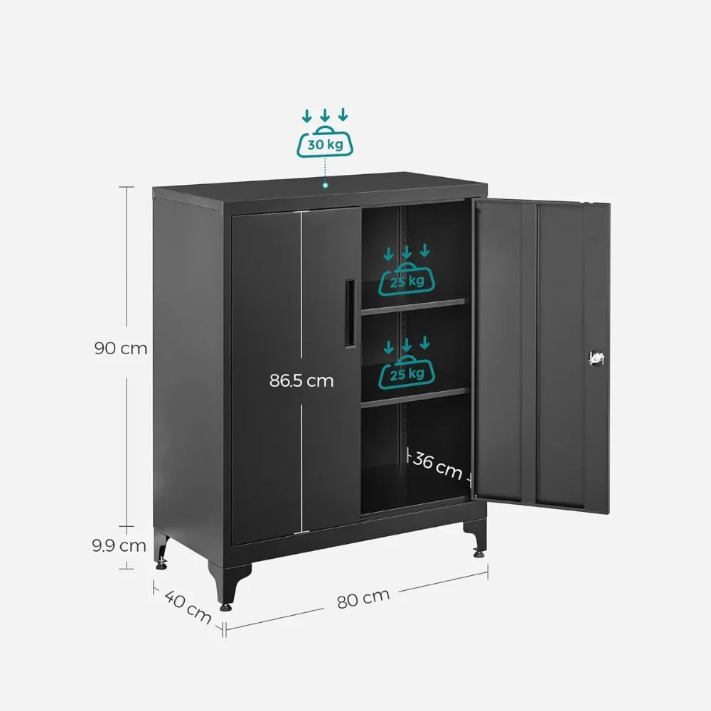 Dulap metalic multifuncțional RAVEN, 40x80x90 cm, negru SongmicsHome