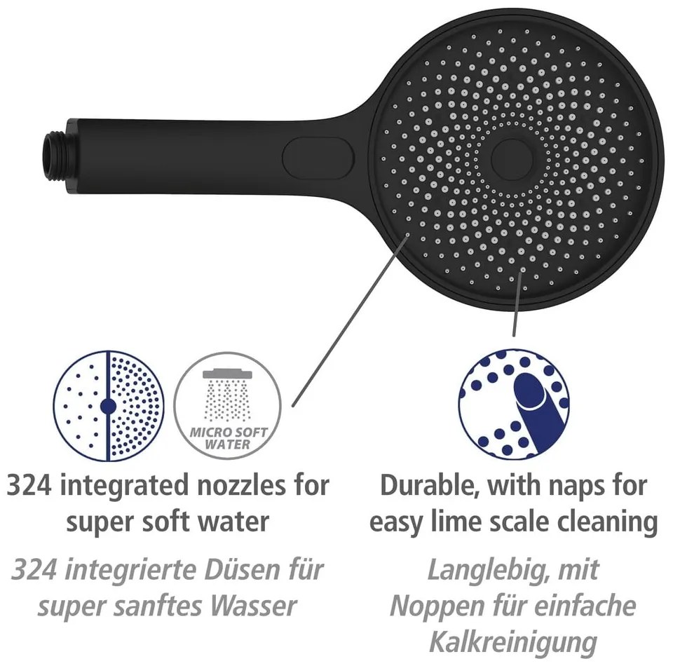 Set de duș negru din oțel inoxidabil 120 cm Soft Water – Wenko