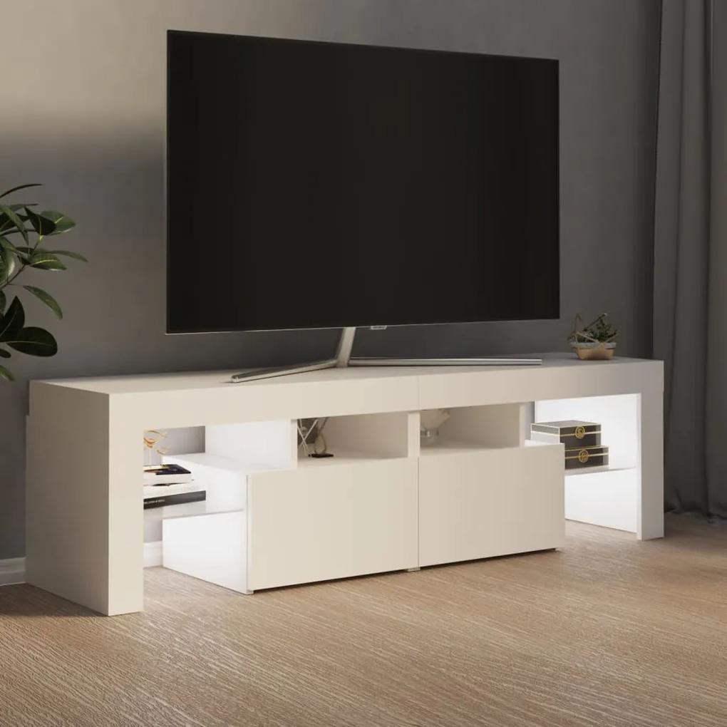 Comodă tv cu lumini led, alb, 140x35x40 cm
