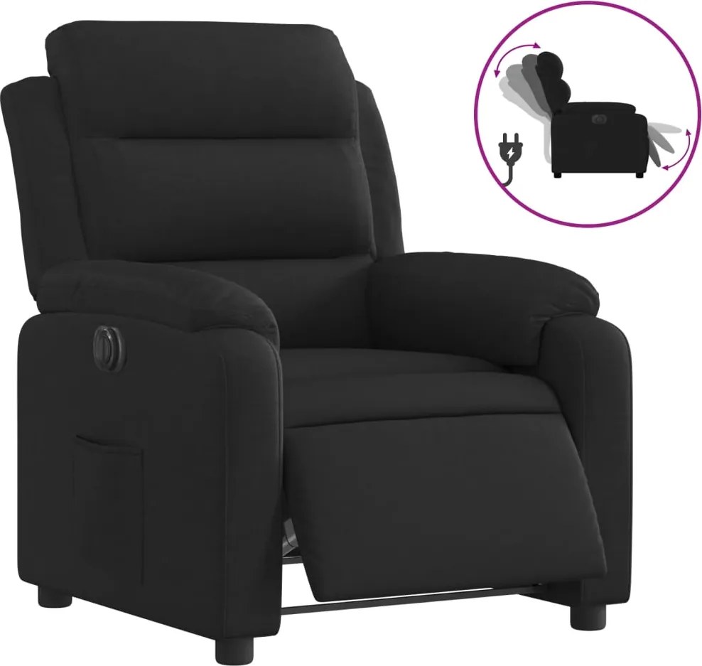 vidaXL Fotoliu rabatabil electric, negru, material textil