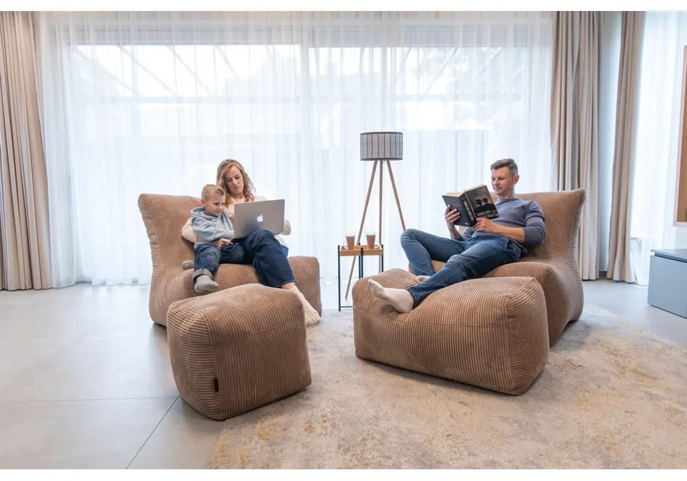 Fotoliu bean bag verde mentă cu tapițerie din catifea reiată Plus 70 Lounge – SLOWDOWN