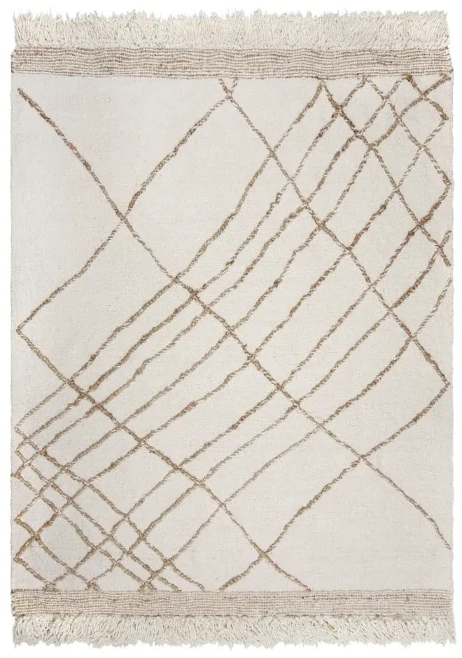 Covor crem țesut manual din amestesc de lână 120x170 cm Astera Linear – Flair Rugs