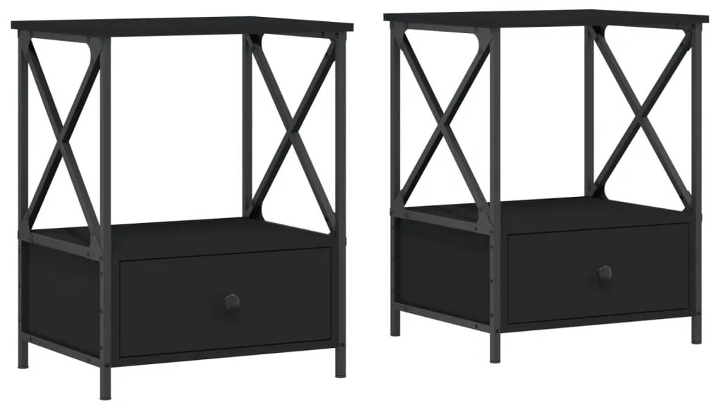 826084 vidaXL Noptiere, 2 buc., negru, 50x41x65 cm, lemn compozit