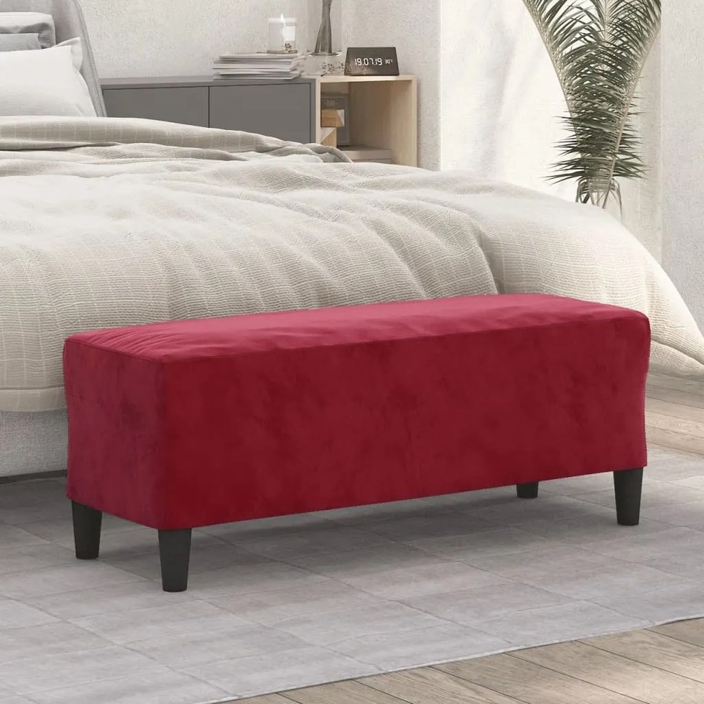 Banca, rosu vin, 100x35x41 cm, catifea Bordo, 100 x 35 x 41 cm