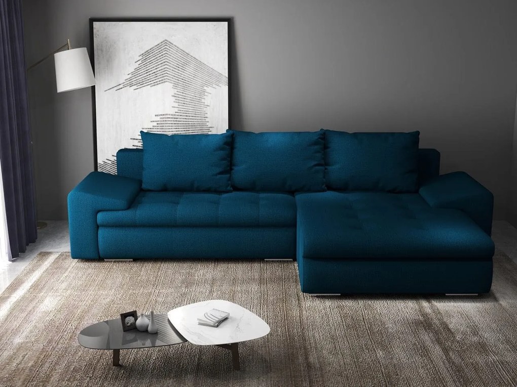 Colțar extensibil dumonde cu ladă de depozitare si sezut confortabil din spuma high-density, Leonardo Enjoy Petrol 260x185 cm II