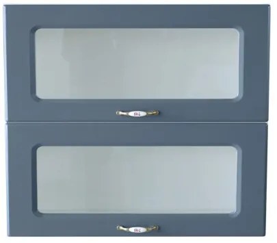 Corp superior vitrina 80 cu 2 usi orizontale Zebra MDF albastru