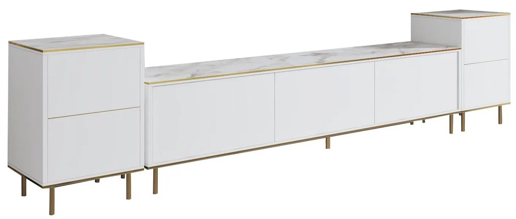 Mobilier living Mamene 3 (marmură deschis + auriu) . 1095702