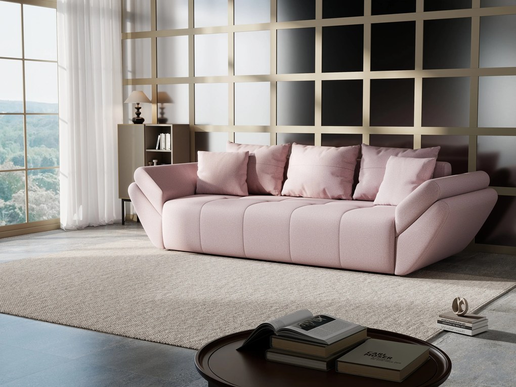 Canapea extensibilă dumonde cu ladă de depozitare si sezut confortabil din spuma high-density, Berlin Enjoy Flamingo 250x100 cm