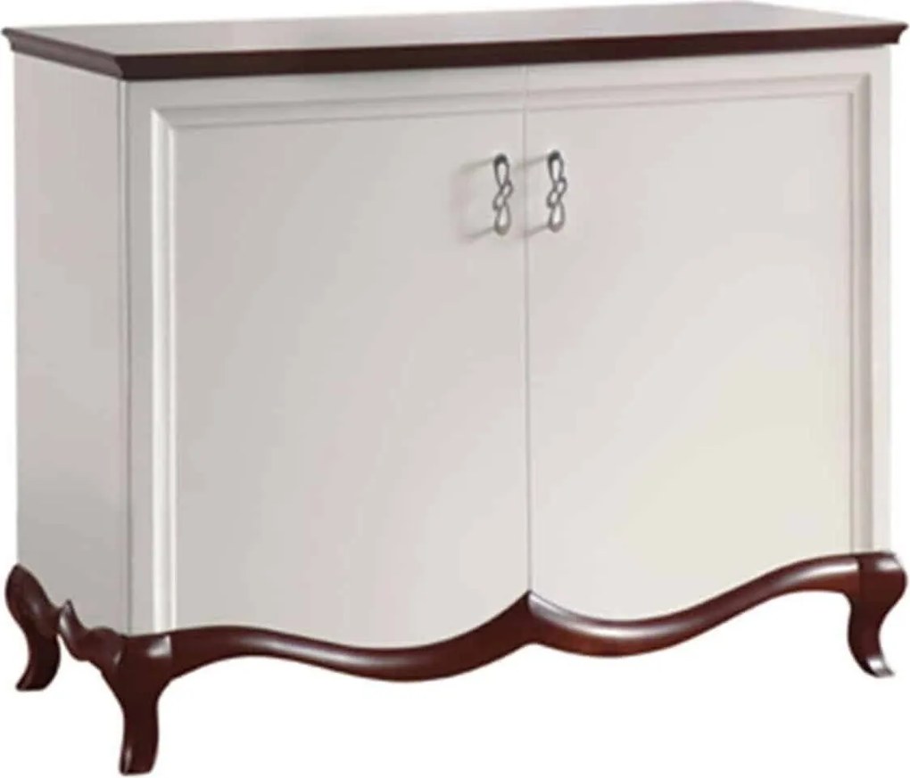 Comodă lemn masiv nuc Milan I Alb-, 114 × 46,5 × 90,2 cm