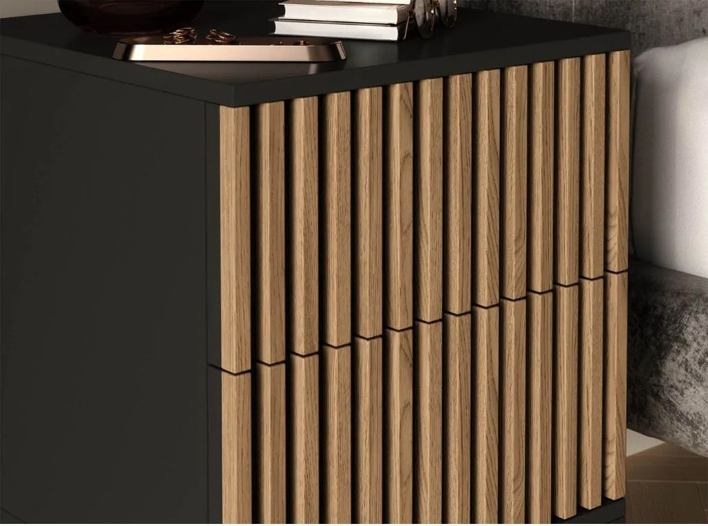 OFERTA Noptiera MEORATI 40x40cm, negru/artisan stejar Clasa II.