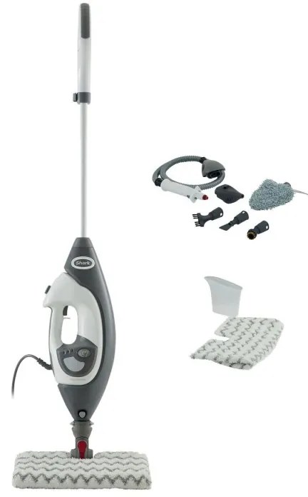Mop curatare cu aburi Shark S6005EU, 1200W, 0,5 L, 2 setari, Tehnologie Klick'n Flip, Steam Blaster, Lavete mop Dirt Grip, Alb/Gri