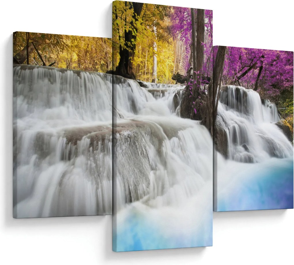 Tablou cu Erawan cascadă în pădure (90x60 cm)