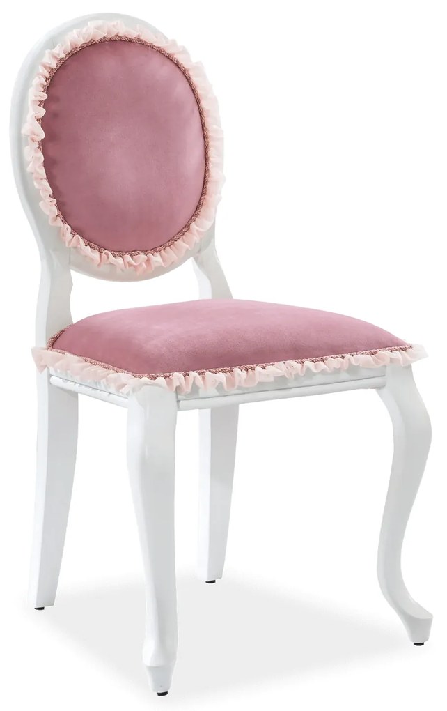 Scaun pentru copii, tapitat cu stofa cu picioare din lemn Dream Pink